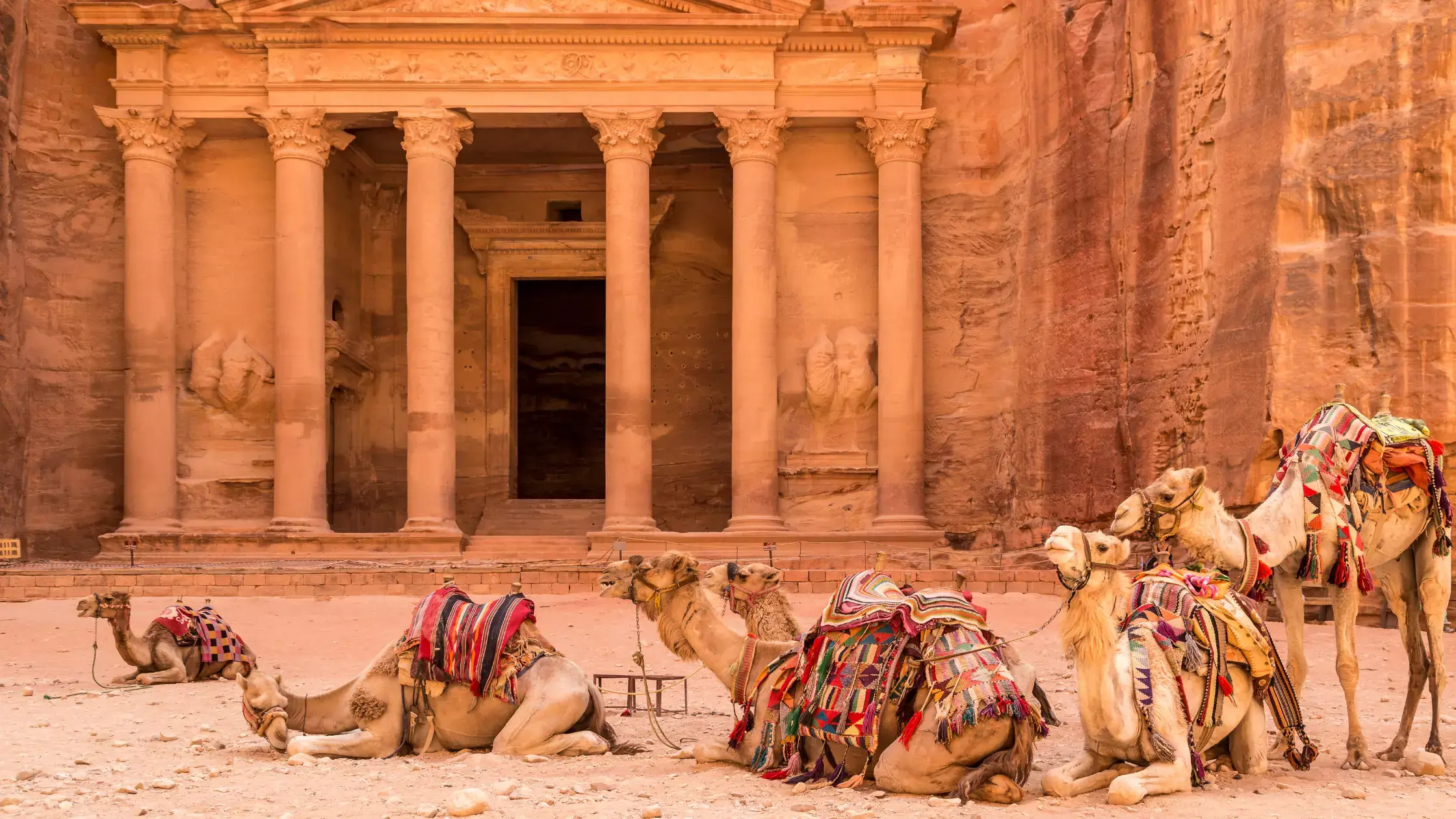 Capital letters in English (historical events) - a picture of the historic archeological city of Petra, Jordan